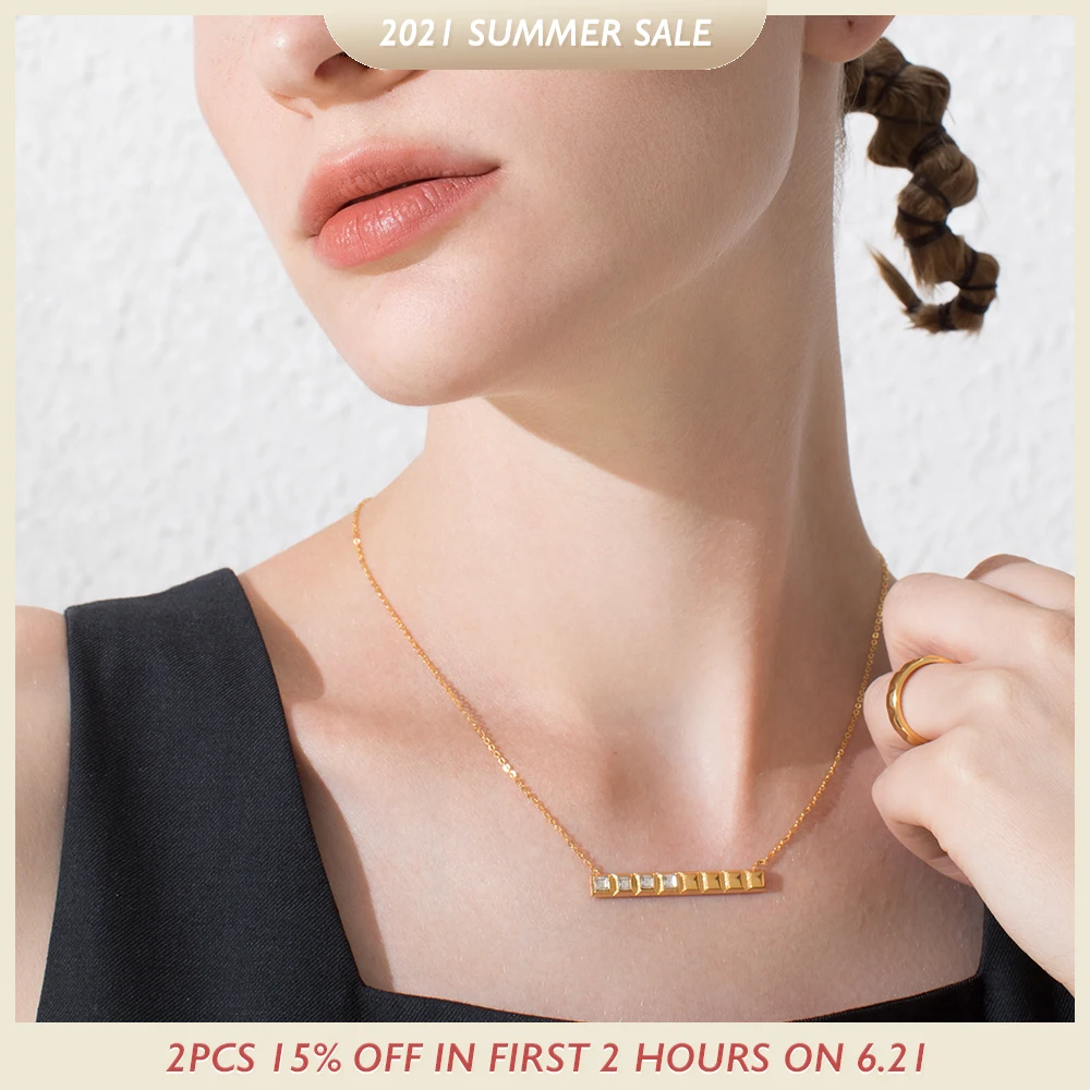 ENFASHION панк кристалл пирамида колье ожерелье для женщин золотой цвет нержавеющая