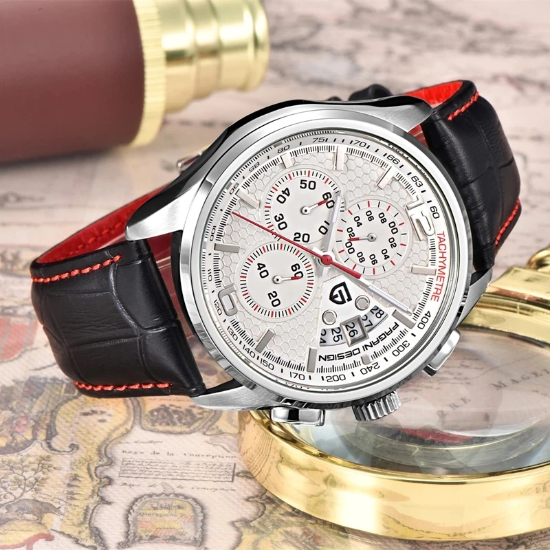 Часы PAGANI DESIGN мужские с кожаным ремешком модные повседневные водонепроницаемые