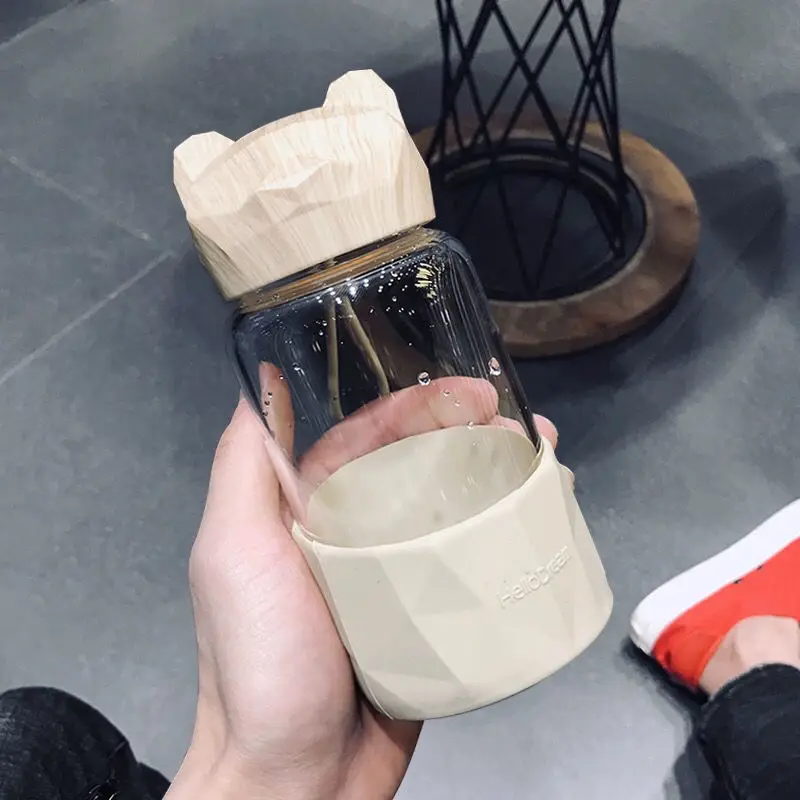 340 мл стеклянная портативная термостойкая стильная прозрачная чашка для молока и