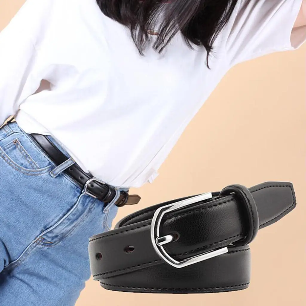 

Casual Women Men Slim Classic Metal Pin Buckle Faux Leather Jeans Belt Waist Waistband