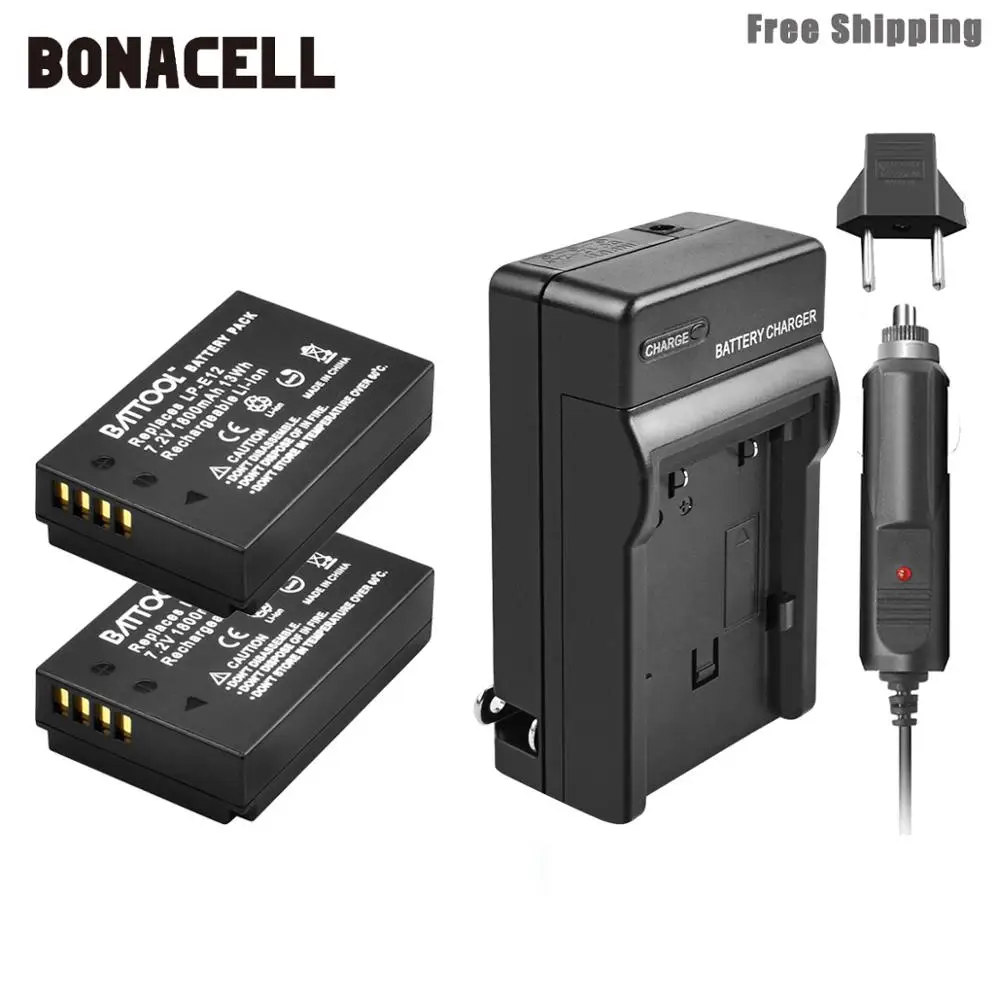 Bonacell 1800 мАч LP-E12 LPE12 LP E12 Аккумулятор для камеры+ зарядное устройство для Canon EOS M10 Kiss X7 Rebel SL1 EOS 100D аккумулятор DSLR L50