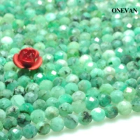 onevan aa natural emerald faceted round beads 3mm 4mm 4 8mm smooth charm stone bracelet necklace jewelry making diy gift design