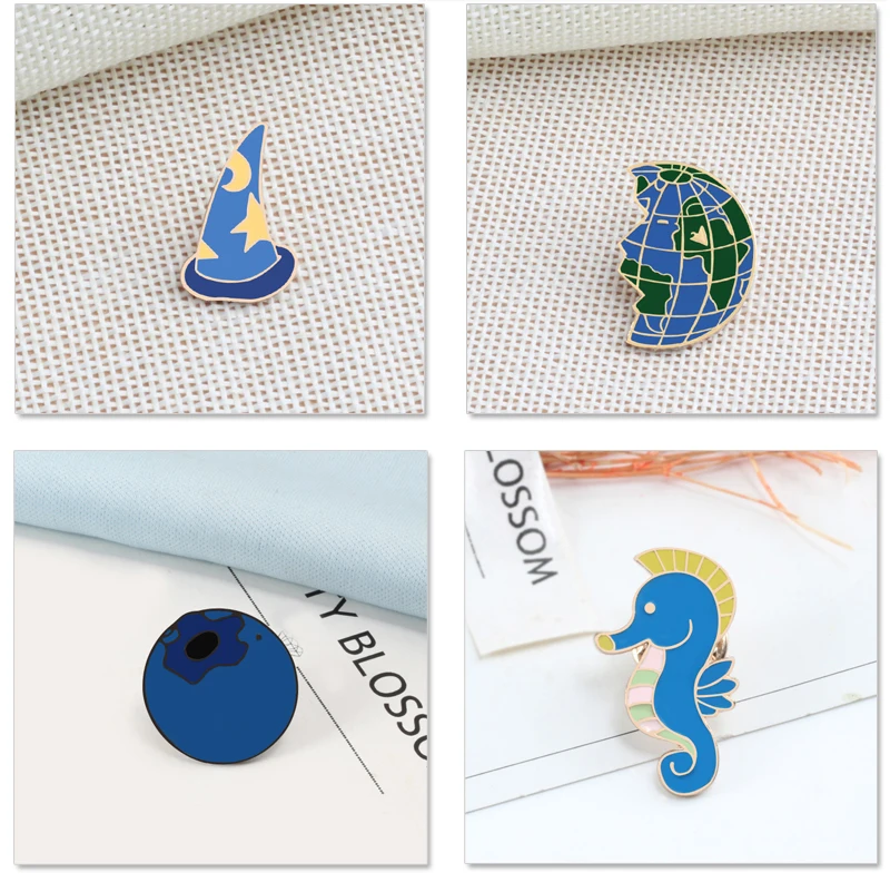 Мультяшные модные синие эмалевые булавки для путешествий в форме бутылки