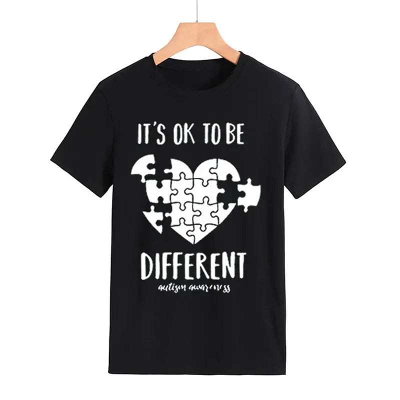 

Womens It's OK To Be Different Autism Awareness Funny Aesthetic Soft Top Streetwear Tee Hipster Ladies Letters Slogan T-Shirt