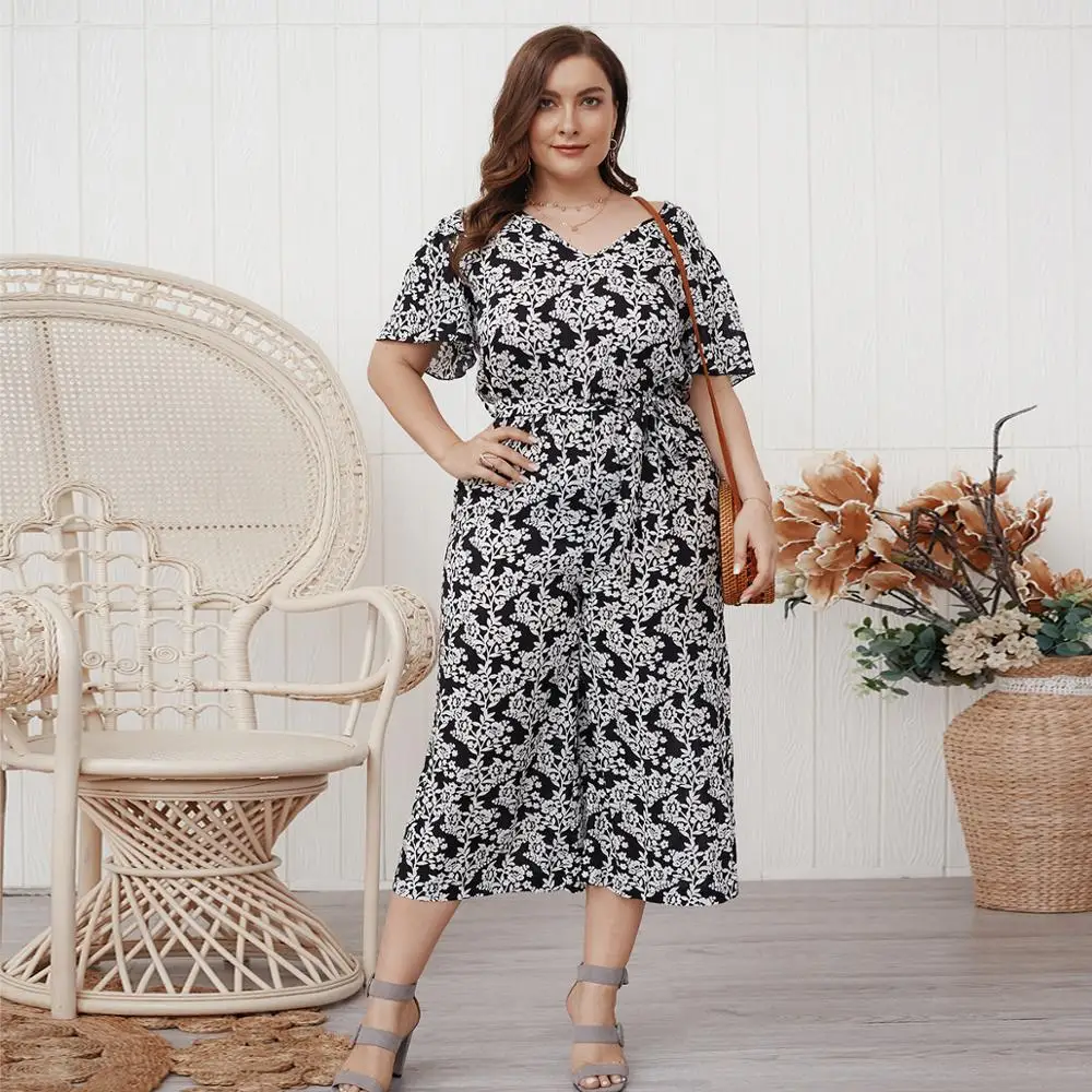 Летние Новые Модные женские v-образный вырез с коротким рукавом принтом