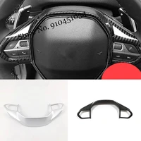 abs mattecarbon fibre for peugeot 2008 accessories 2019 2020 car steering wheel decoration cover trim sticker car styling 1pcs