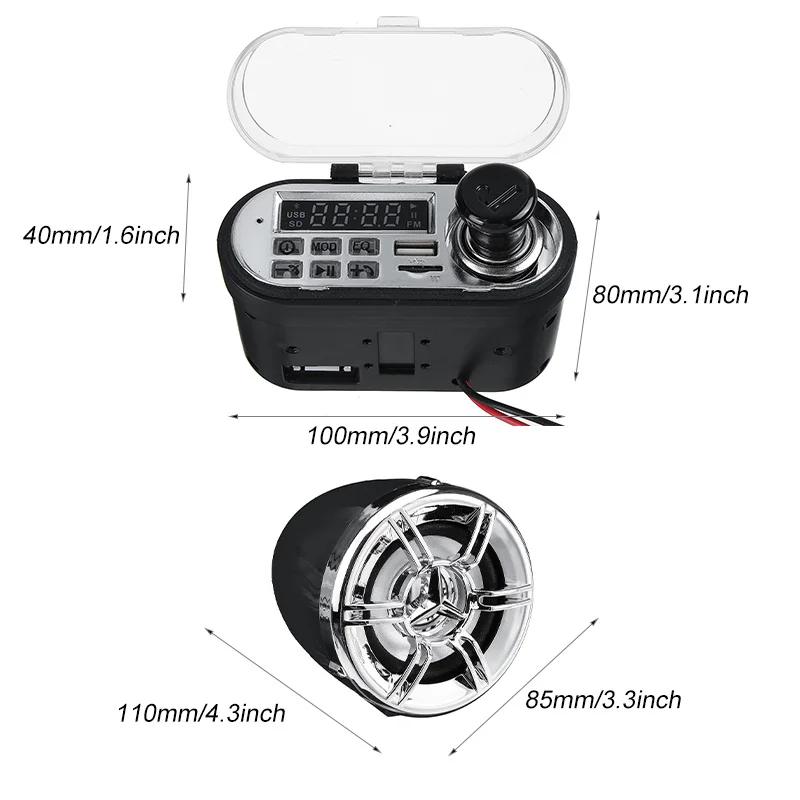 Система звуковой сигнализации для мотоциклов 12 В bluetooth стереоколонки FM радио MP3