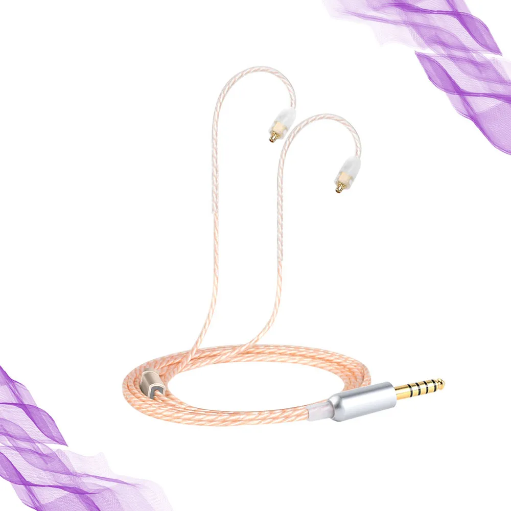 

4.4MM Earphone Replacement Cable Line Copper Silver Braided Earphone Upgrade Line MMCX Connector SE215/535/425 (Silver)