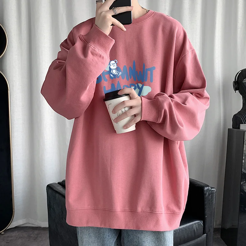 

2021 Autumn New Men's Sweater Round Neck Thin Tide Brand Loose Ins Hong Kong Style Student Plus 4xl 5xl Sweatshirts