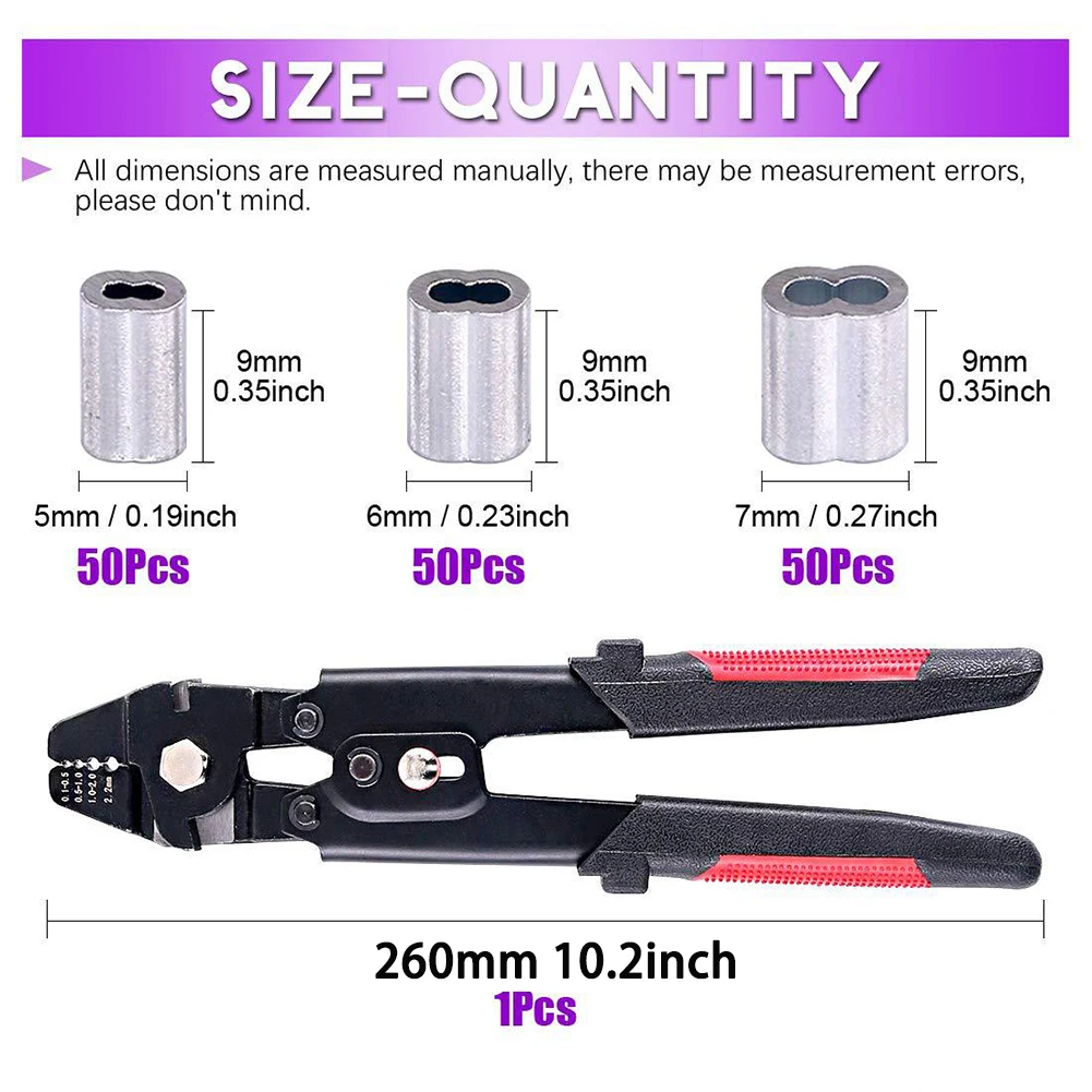 

Fishing Pliers Stainless Steel Crimping Pliers Aluminum Sleeve Crimping Pliers Double Barrel Ferrule Crimping Loop Sleeve Kit
