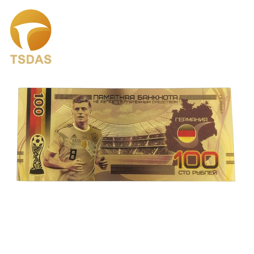 Russian 100 Ruble Gold Banknote Colorful For Football Fans Souvenirs Golden Bank Notes 10pcs/lot|Золотые банкноты| |
