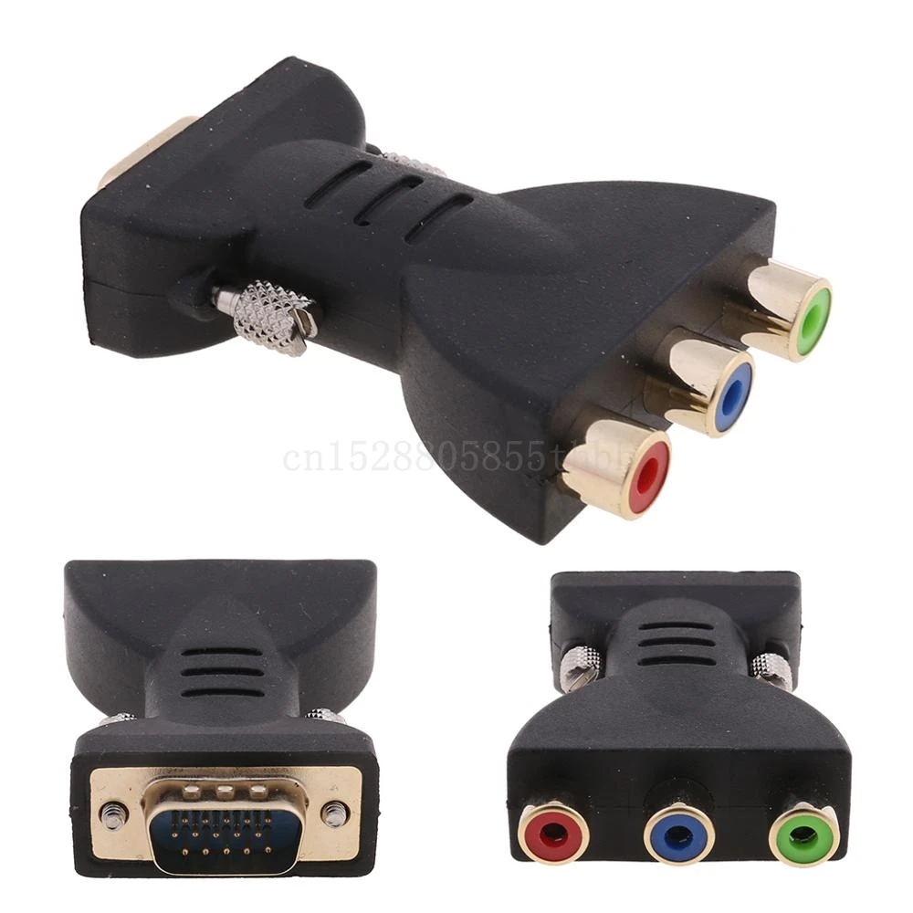 VGA к AV адаптер 3RCA разъем компонент преобразователя видео для DVD ТВ проектора