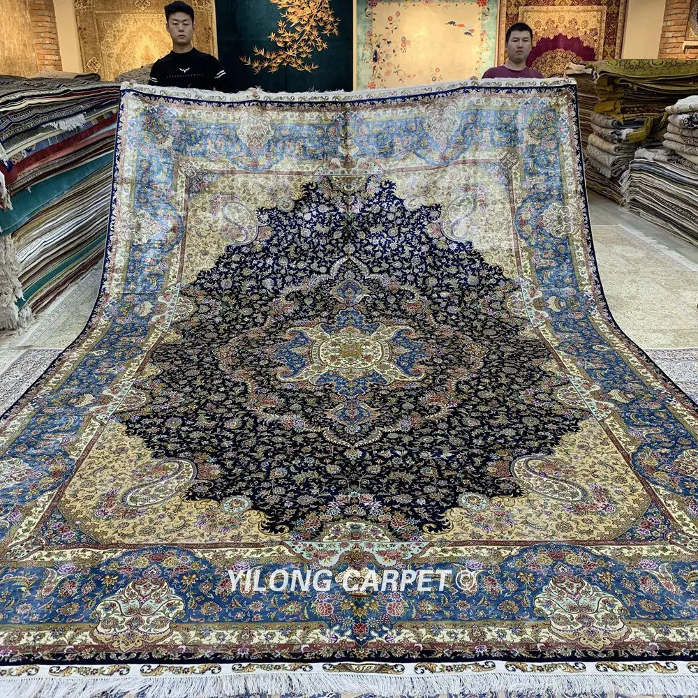 YILONG 10 'x 14' большой шелковый ковер ручной работы для гостиной восточный