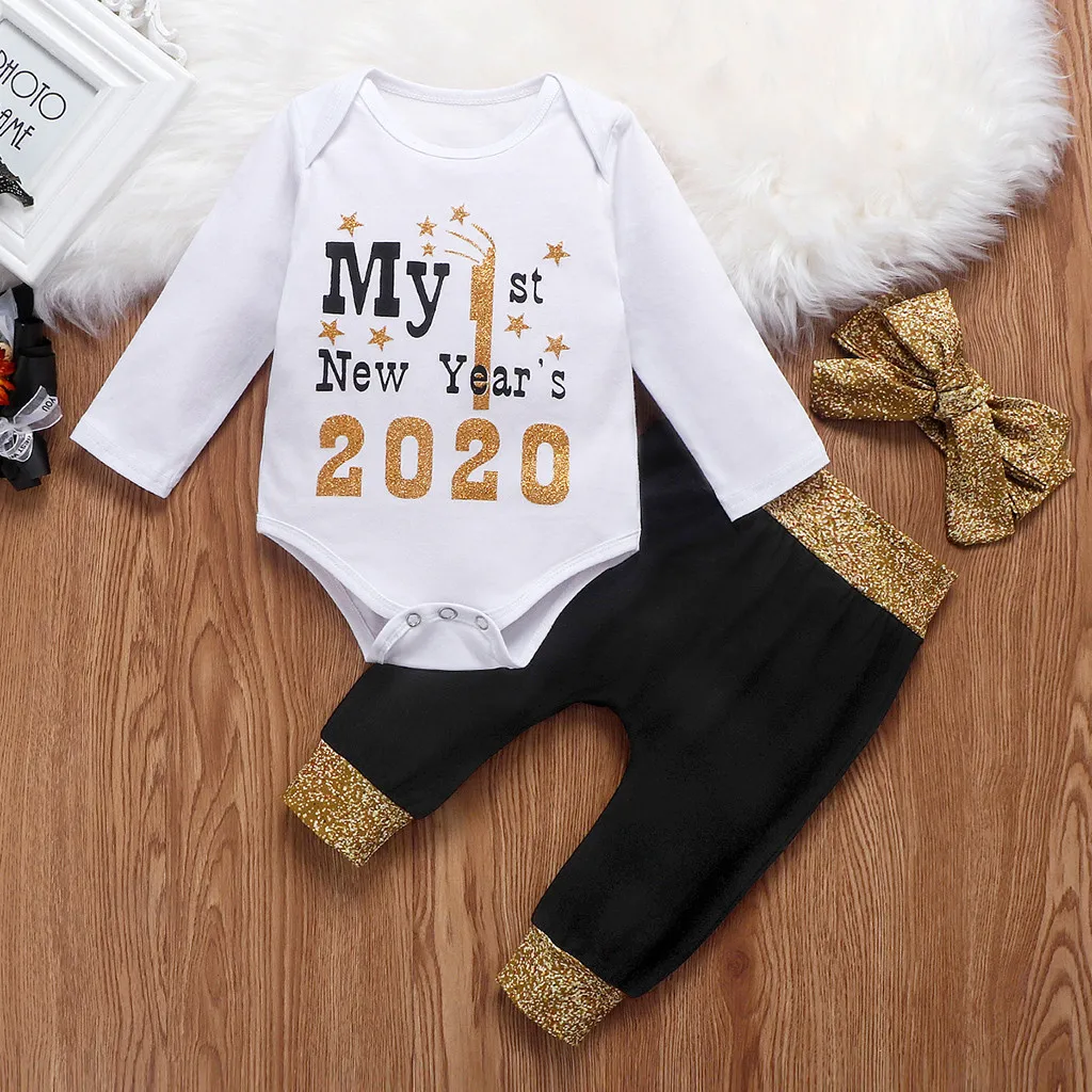 Боди для новорожденных мальчиков и девочек с надписью Happy New Year комбинезон