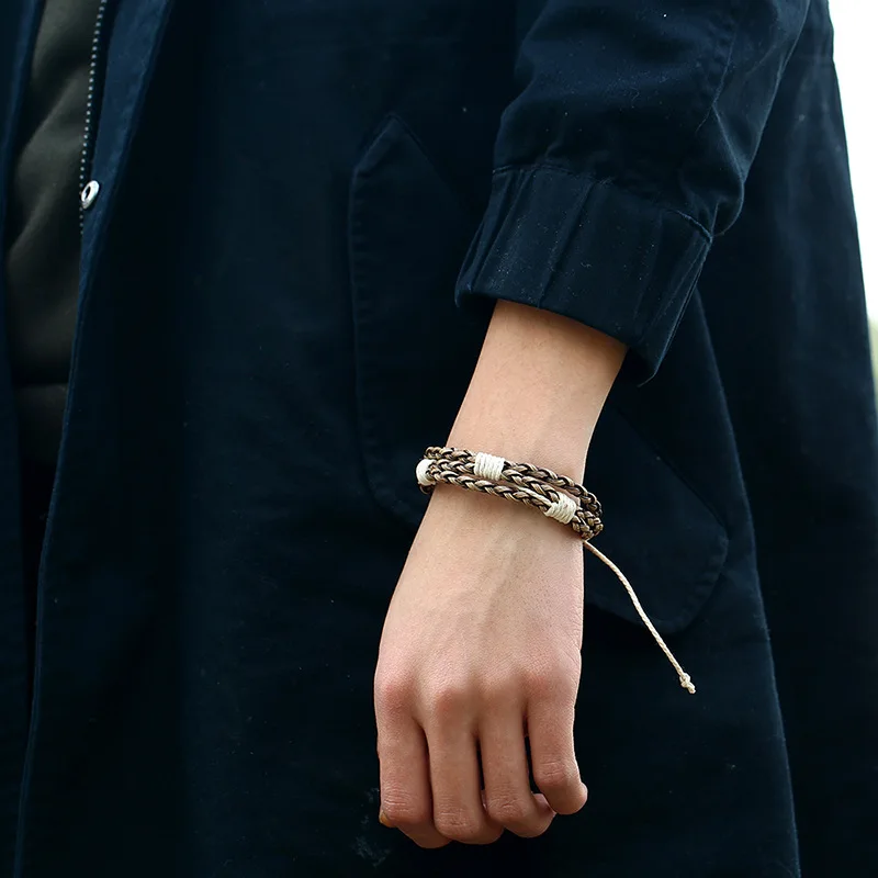 Веревочный мужской ручной модный браслет многоцветные манжеты 1 штука простой