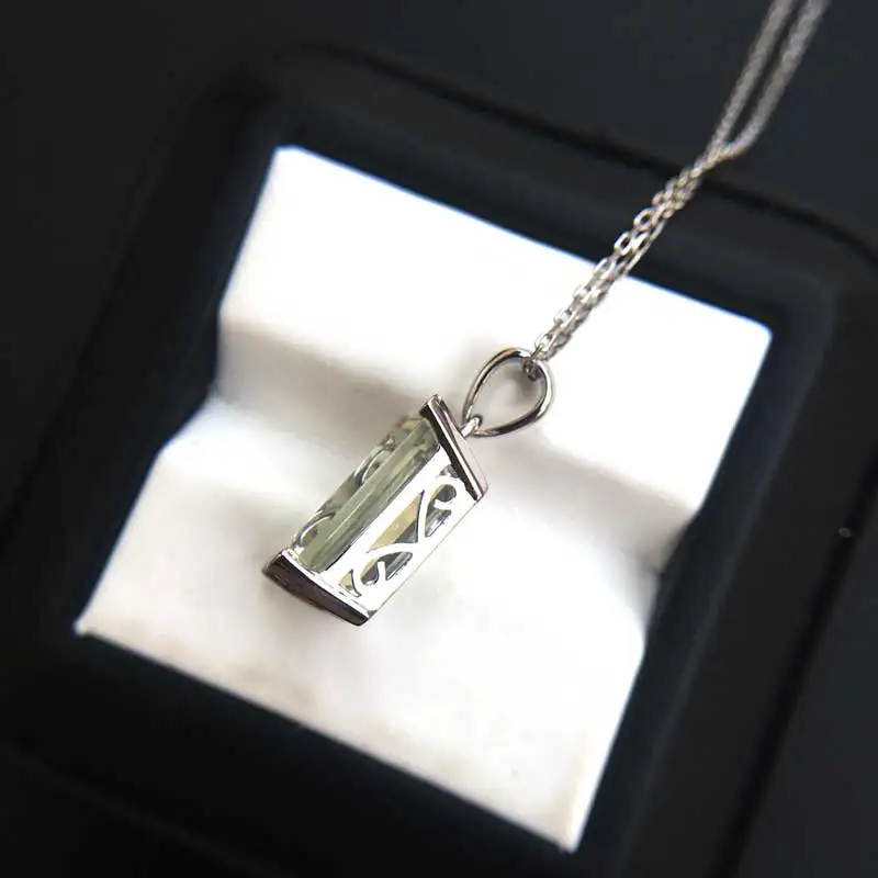 Женский элегантный кулон с зеленым аметистом CSJ натуральный драгоценным камнем 6