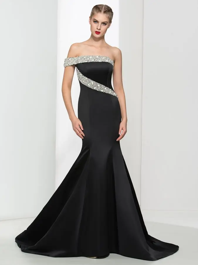 

Graceful One Shoulder Pearls Black Mermaid Evening Dresses 2021 Long Formal Pageant Gowns Vestidos De Noiva Customed