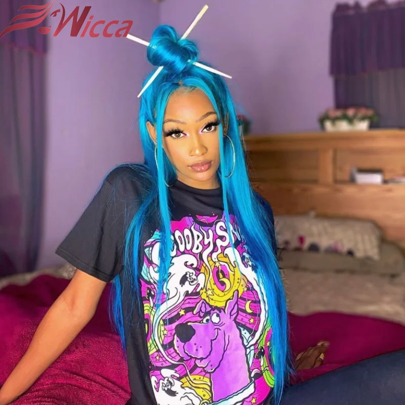 Wicca прямой 13x 4 кружевной передний парик Remy волосы бразильские человеческие