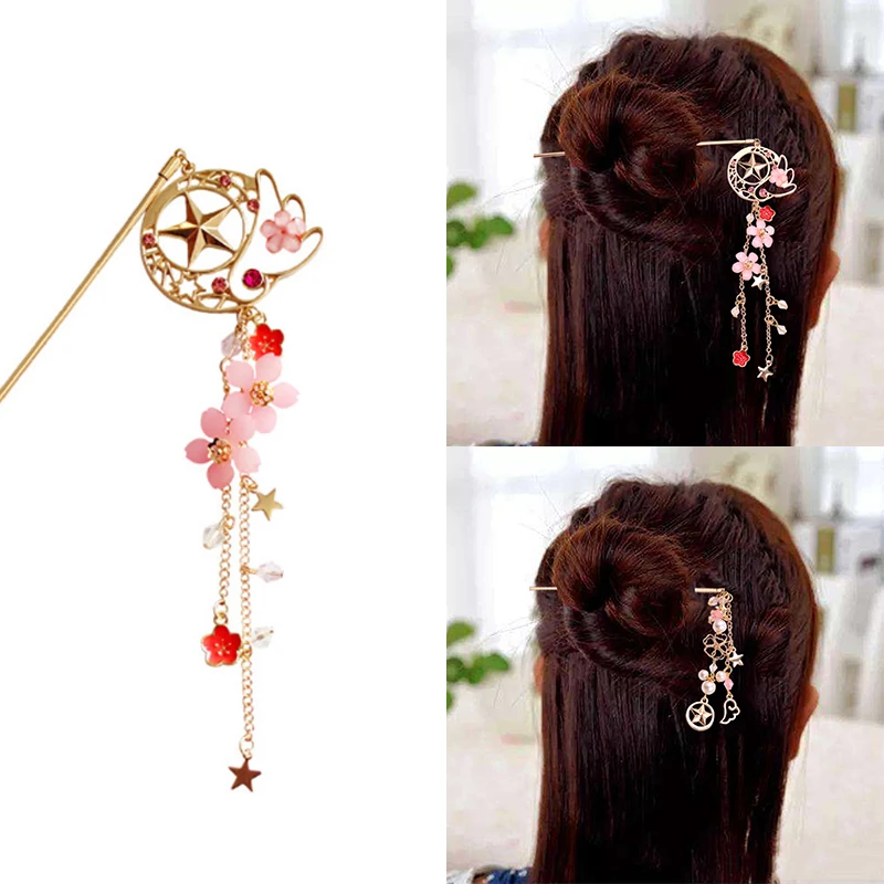 Красота Сейлор Мун заколка Captor Cardcaptor Sakura Kanzashi для волос аксессуары с хрустальным