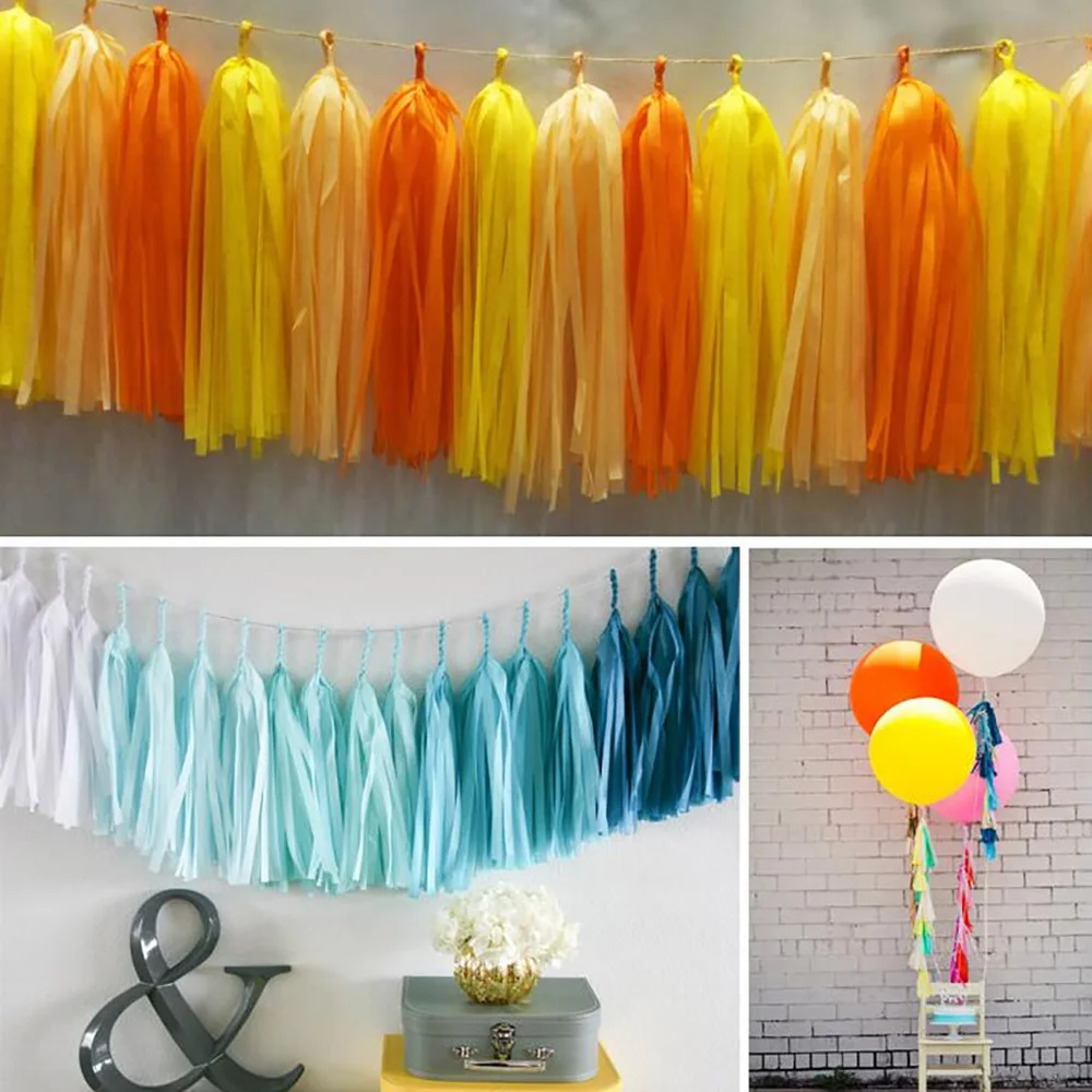 5 шт./компл. папиросная бумага с кисточками свадебное украшение лента-гирлянда