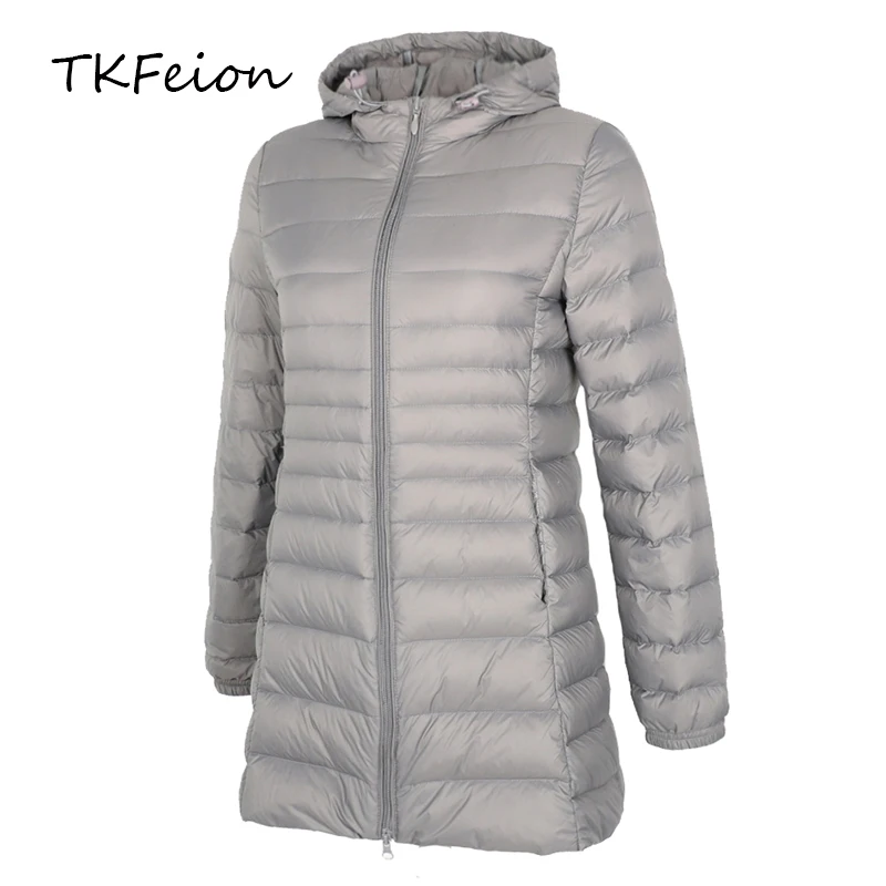 Длинный пуховик 5XL 6XL женский зимний ультра-светильник пальто с капюшоном теплое