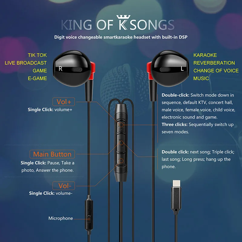Высокое качество 7 Тип звуковые эффекты TWS наушники портативный Проводной с