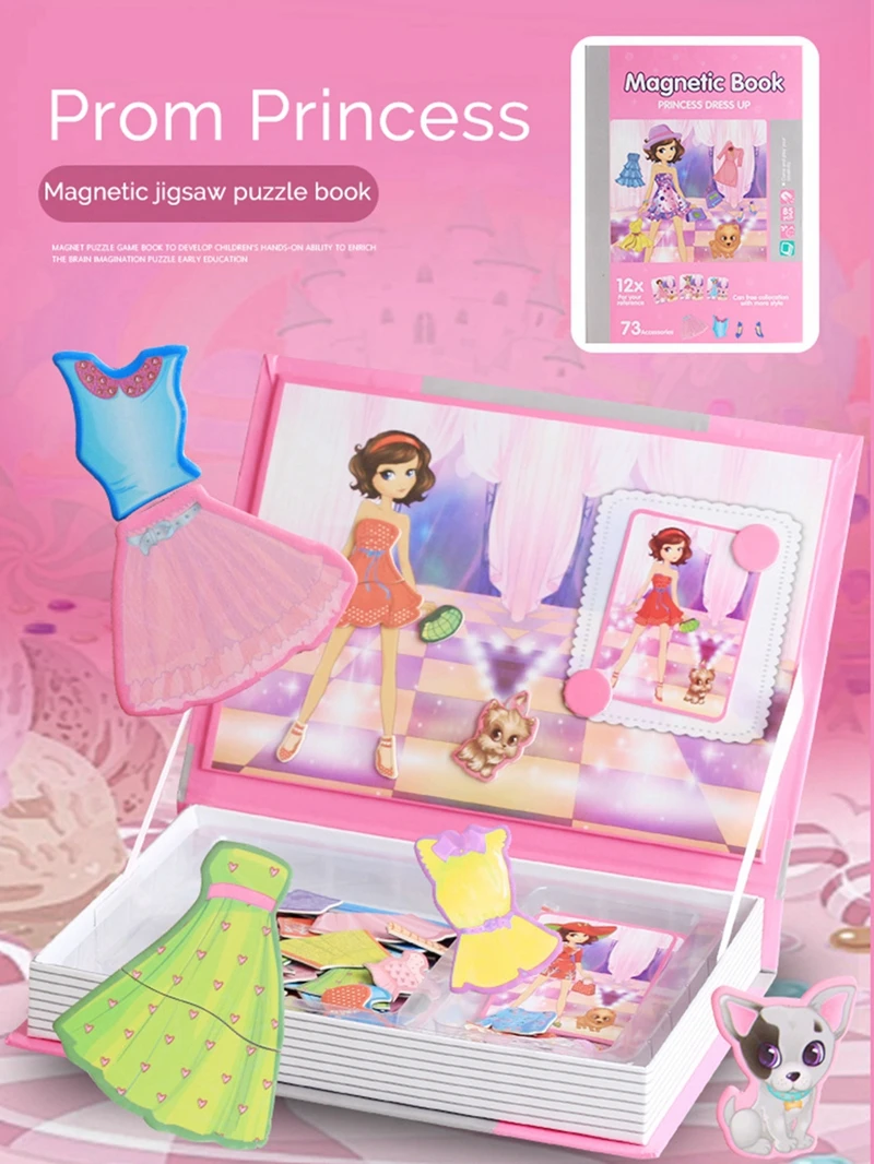 

Montessori Baby Magnetic Book DIY Dress Up Toys Matching Game Kids Creativity Educational Toys For Children Montessori Materials