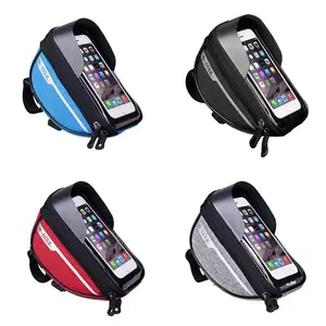 bicycle frame front tube bag mtb bike handlebar cell mobile phone bag portable waterproof practical touch screen phone holder free global shipping