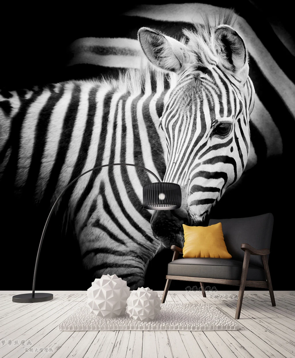 Simple modern TV background wall painting living room bedroom black and white zebra Art 3D Nordic creative wallpaper Waterproof |