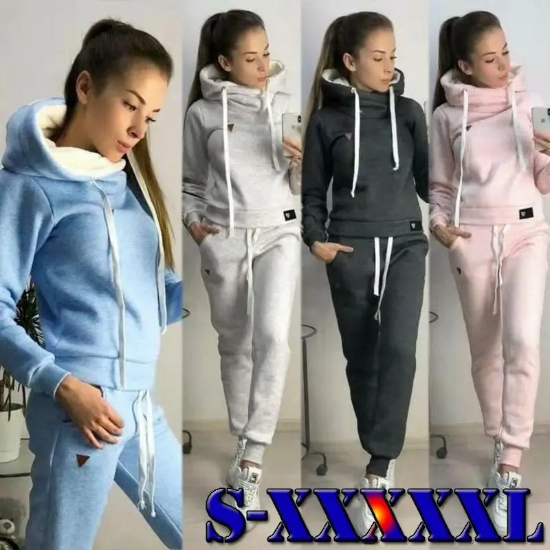 Зимние теплые спортивные комплекты из 2 предметов для женщин осенний спортивный