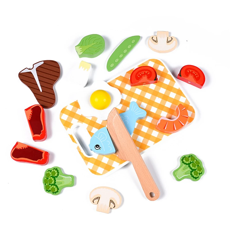 

Simulation Kitchen Pretend Toy Wooden Classic Game Montessori Educational Toy For Children Kids Gift Cutting Fruit Vegetable Set