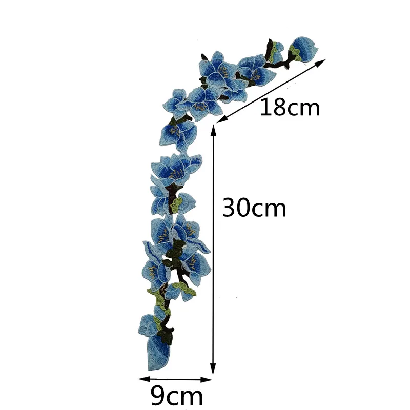 1 шт. вышивка искусственная для свадебного платья синие вышитые цветочные