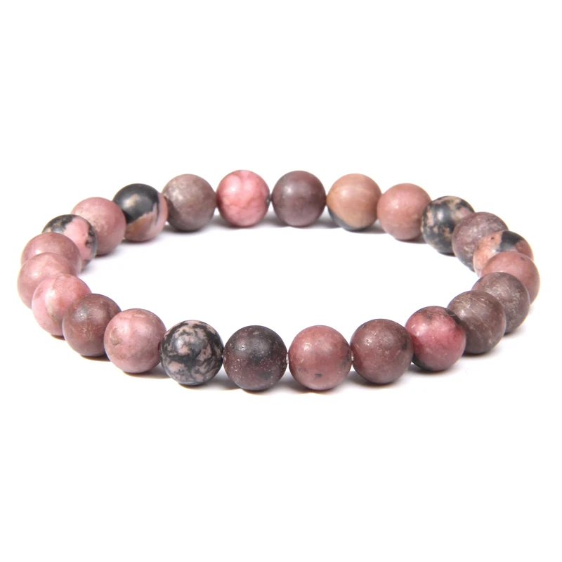 29 Rhodochrosite M Высокое качество натуральный камень бисер браслет гладкий матовый Агаты содалит лазурит флюоритовая, Хрустальная бусины ювелирный браслет - Окраска металла: 29 Rhodochrosite M