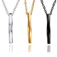 stainless steel pendant necklaces twisted pillar rectangle 541mm mens necklace 50cm long fashion jewelry hiphoprock 10pcs