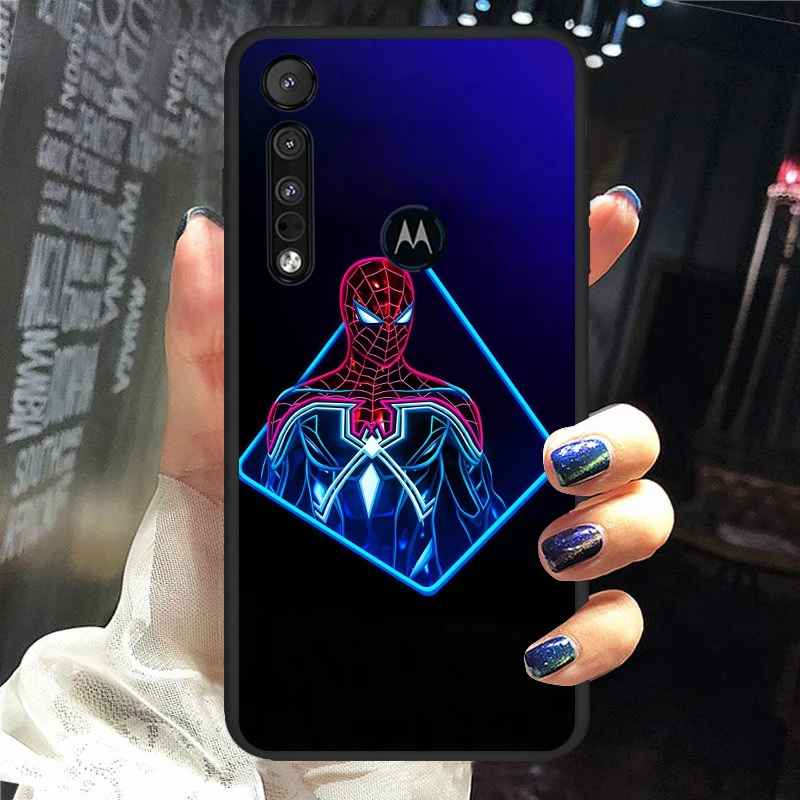 

Marvel hero color for Motorola G9 G8 G E7 E6 One Play Marco Hyper Fusion Stylus Power Edge Plus Soft Black Phone Case