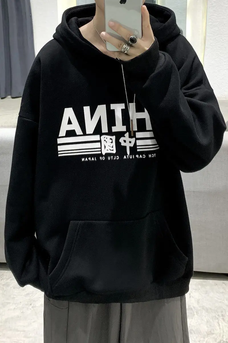 

Hooded Spring Summer Literary Men And Women Loose Large Fashion Print Hoodie Coat Streetwear Hip Hop Sport Favourite Best
