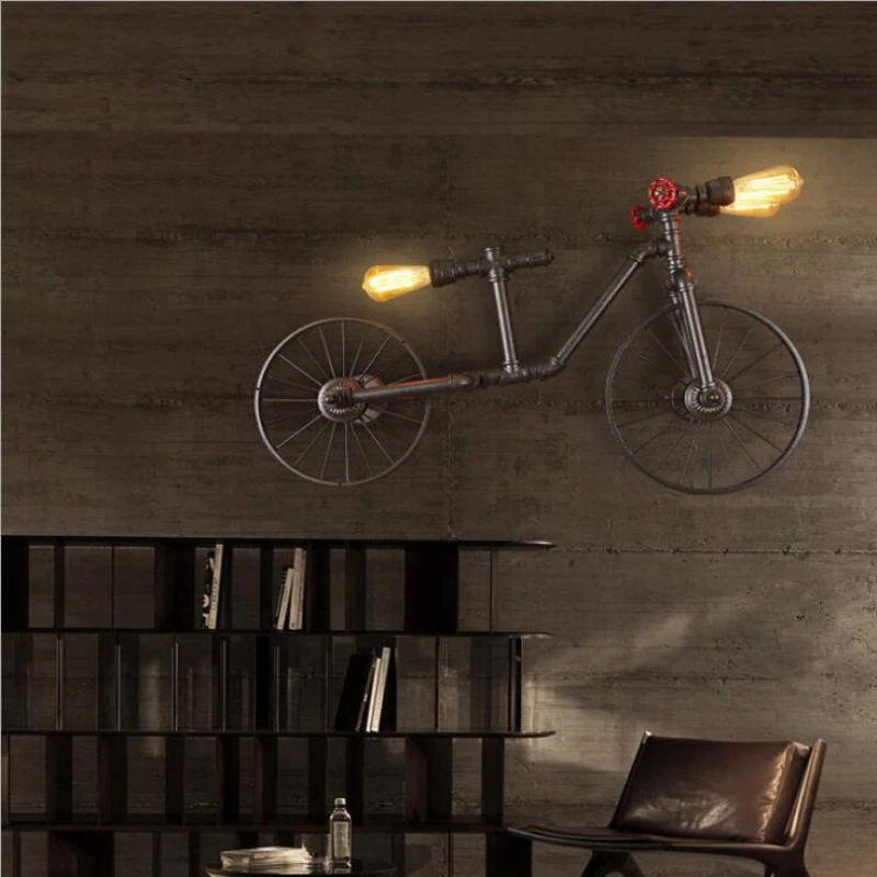 Железный велосипед промышленные настенные лампы светодиодный настенный