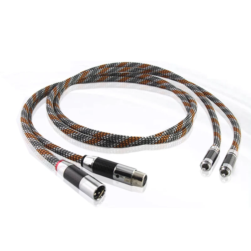 

Pair ST-48B Silver-Platedr OFC XLR to RCA Audio Hifi Interconnect Cable with Carbon Fiber Plug