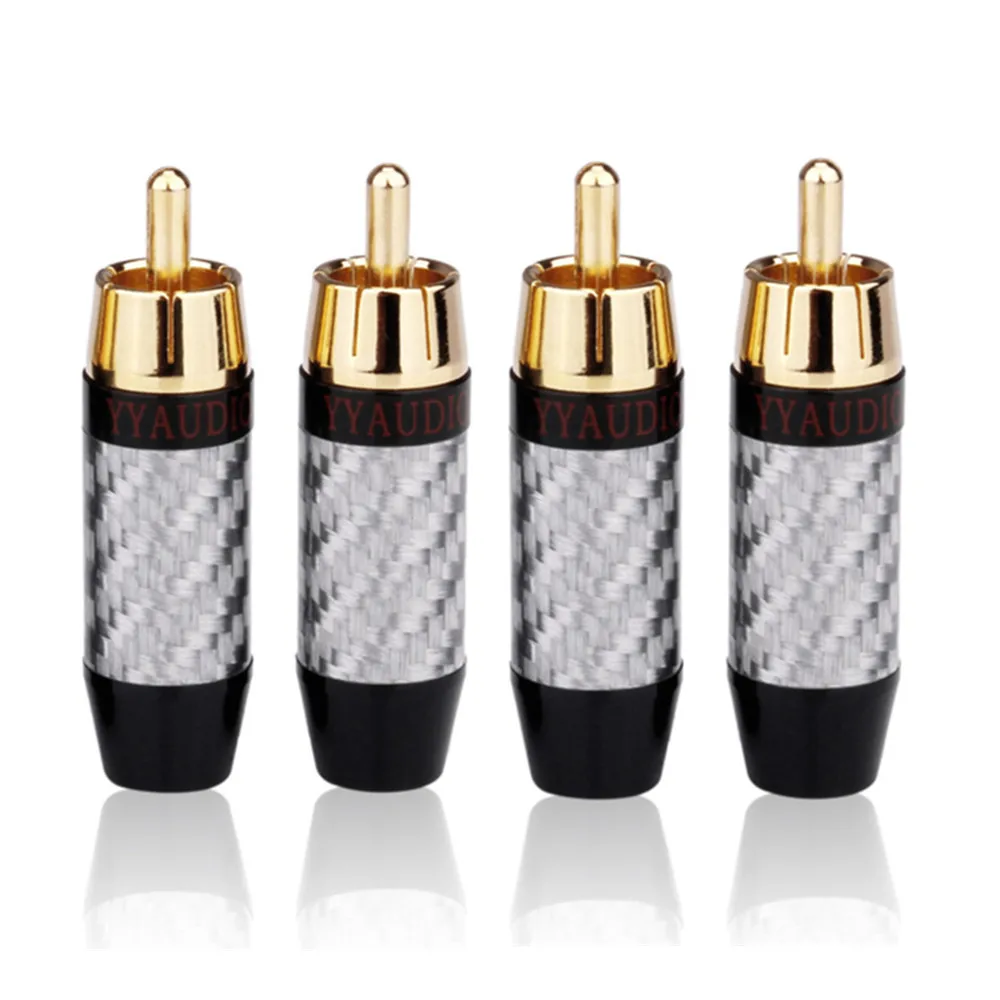 

RCA Plug Speaker Male Audio Connector for 6.5mm Audio Cable RCA Jack High Quality Carbon Fiber 24k Gold-plated RCA Connectors