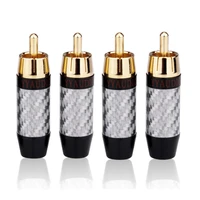 rca plug speaker male audio connector for 6 5mm audio cable rca jack high quality carbon fiber 24k gold plated rca connectors