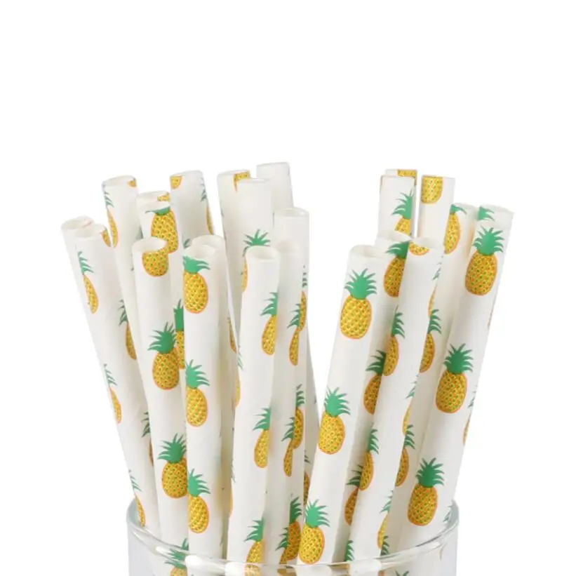Фрукты Ананас Клубника Арбуз Лимон бумага соломинки на день рождения свадебные