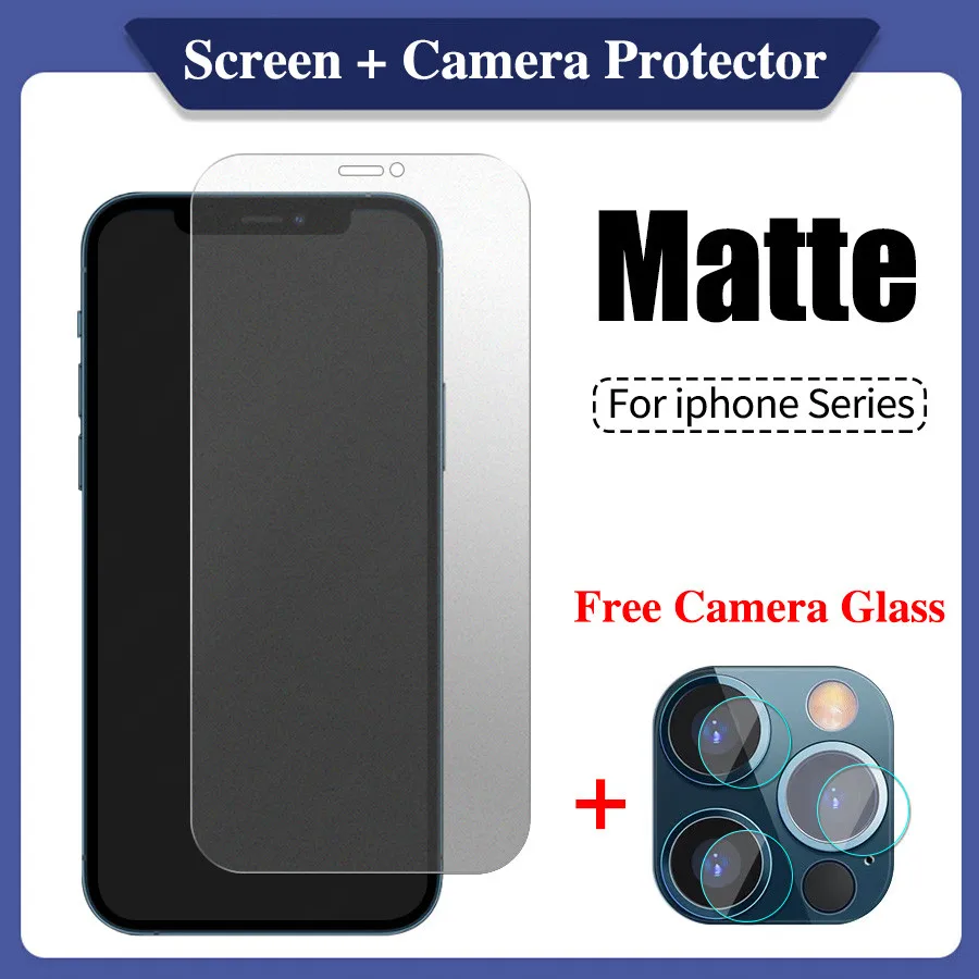 

Матовое закаленное стекло для Apple Iphone 6 6s 7 8 Plus 11 12 X XS XR Pro Max SE 2020, защита экрана из стекла для камеры