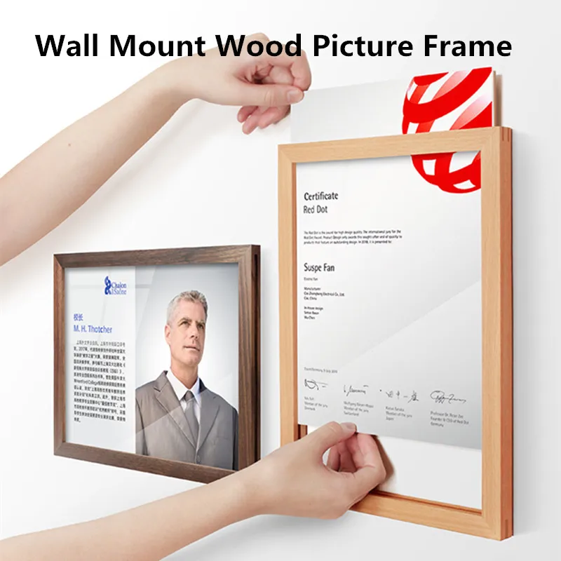 A4 Wood Wall Mount Literature Acrylic Menu Sign Holder Display Frame With Adhesive 11x8.5  Ad Poster Picture Frame
