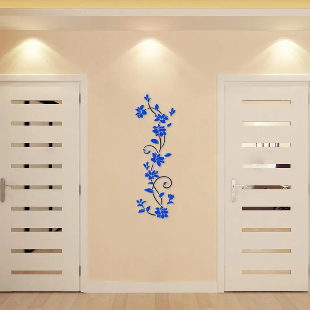 

5 Colors Home Accessories Convenient Wall Sticker Self-adhesive Flower Pattern Acrylic 3D Flower Removable Decal for Living Room