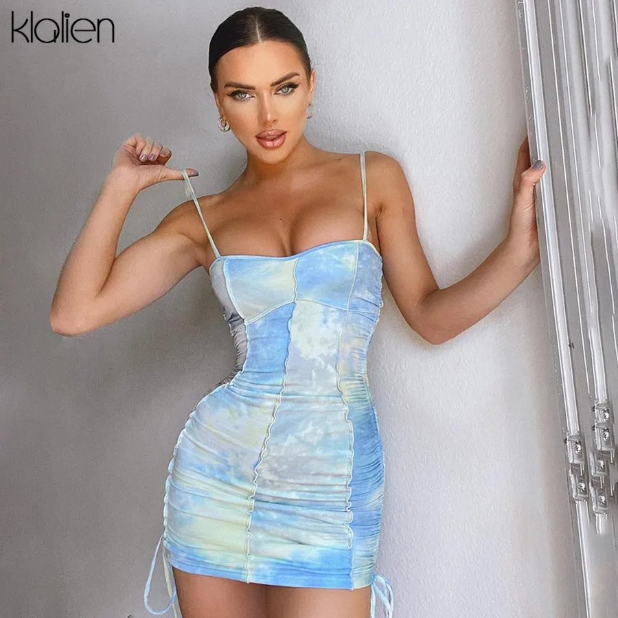 Летнее пикантное модное женское платье на бретельках KLALIEN офисные женские