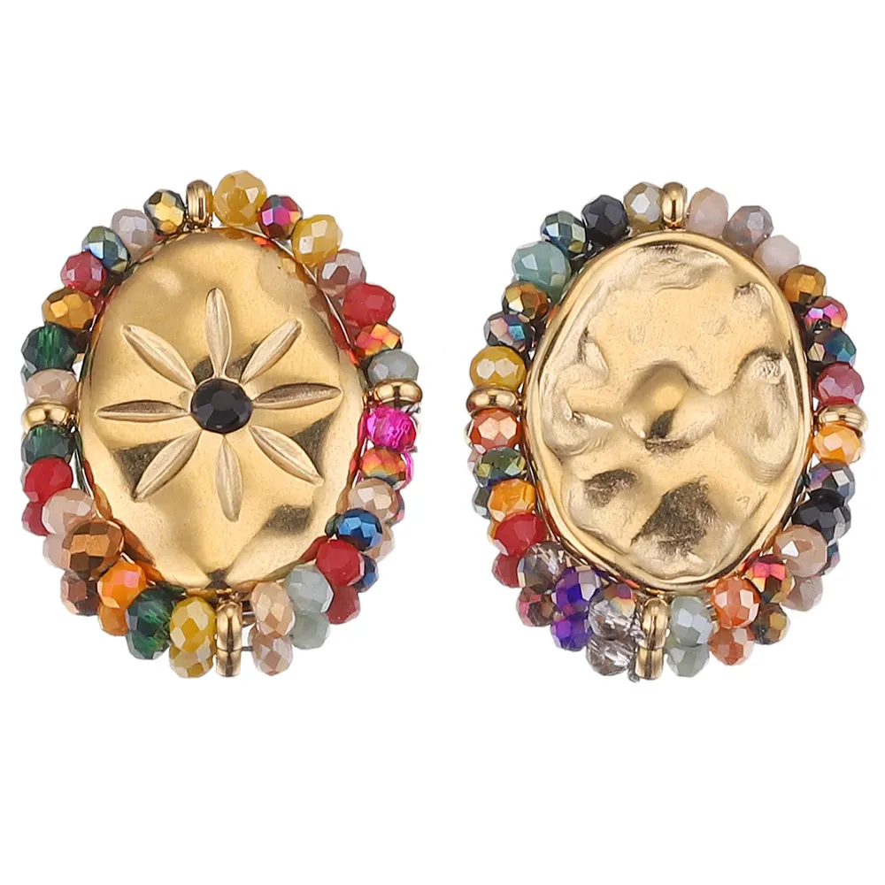 

Овальные золотые серьги-подвески в форме подсолнуха из нержавеющей стали, 4 шт./лот, подвески для браслетов «сделай сам», изготовление ювели...