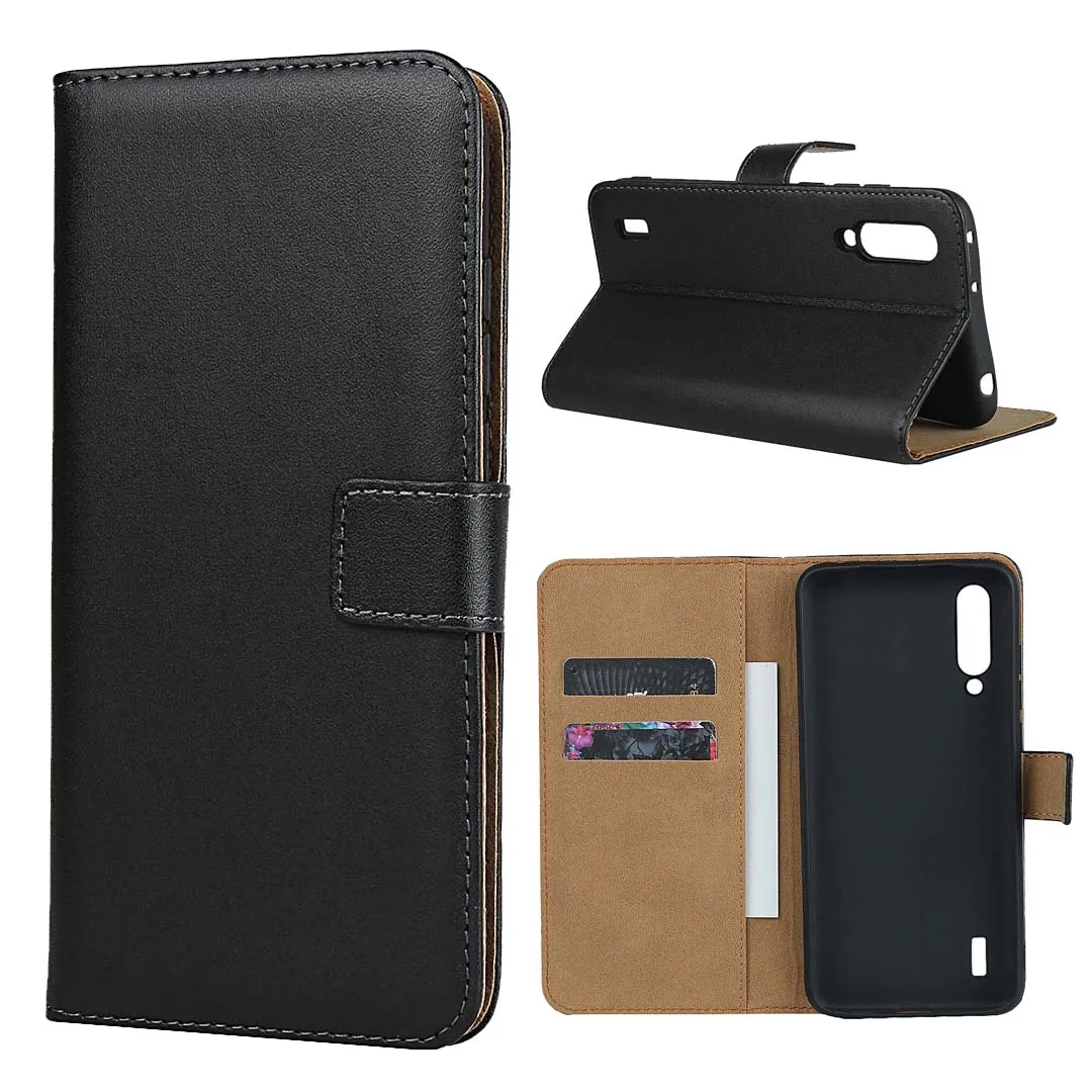 

Magnetic Genuine Leather Wallet Case Book Case With Card Holder Stand For Xiaomi Mi A3,Flip Cover Soft TPU Shockproof Phone Bag