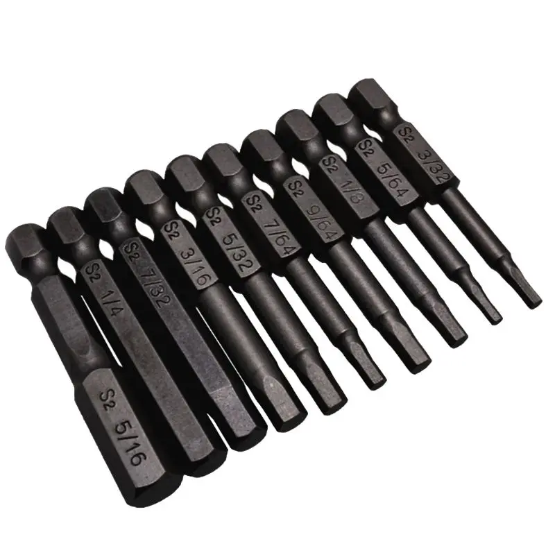 

10PCS Black Magnetic Hexagon Screwdriver Bits S2 Steel 1/4 Inch Hex Shank Screw Drivers Set 50MM R9JF