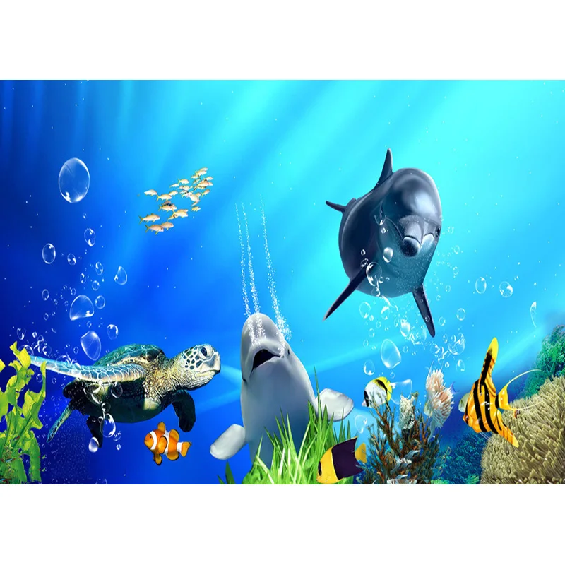 Фон для фотосъемки детей на день рождения с изображением океана и мира