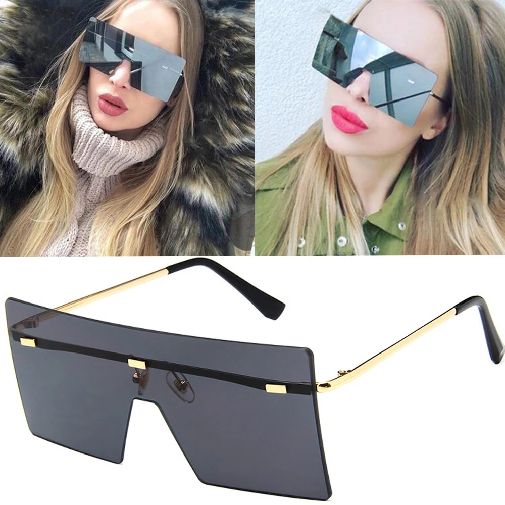 Модные трендовые цельные солнцезащитные очки без оправы для женщин и мужчин с